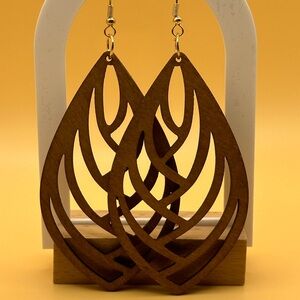 Beautiful carved wooden earrings